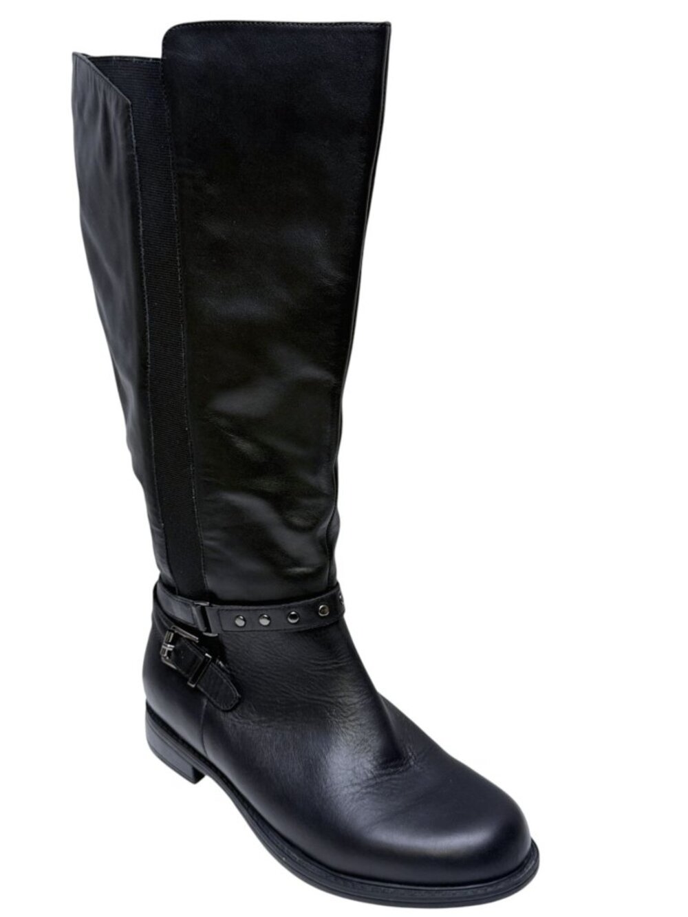 David Tate Womens Wide Calf Boots 12 WW Black Leather Tall Riding Boots Kimmy